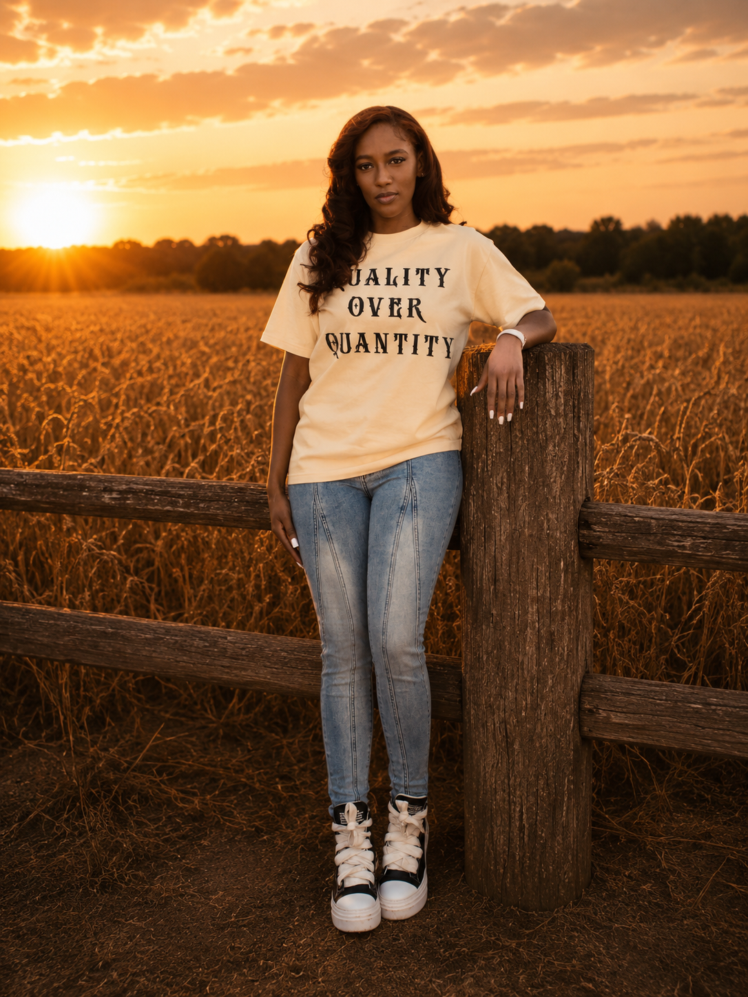 Quality Over Quantity Tee – Rooted Wheatfield Cream